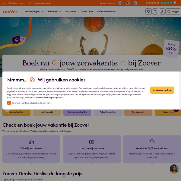 Zoover homepage screenshot